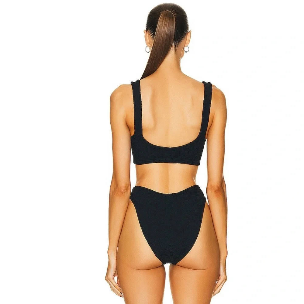 Hunza G Bonnie 2pc Bikini Set Black Swimwear OS NWT 255$ - Picture 3 of 12